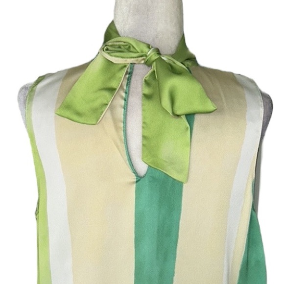 Zara Satin Striped Back Tie Bow Blogger’s Favorite Sleeveless Tunic Tank Top - M - Picture 13 of 16